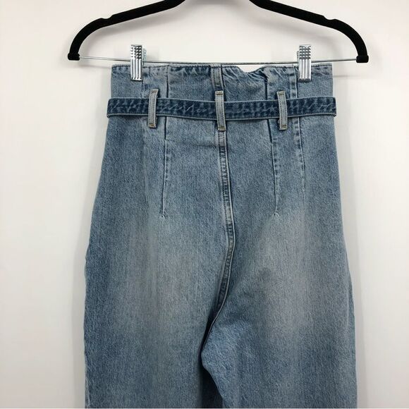 Abercrombie & Fitch Mom Jean High Rise Paper Bag Tie Waist Womens 0R - Picture 4 of 9